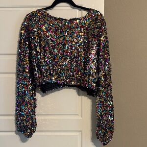 En Creme Multicolor Sequin Blouse
